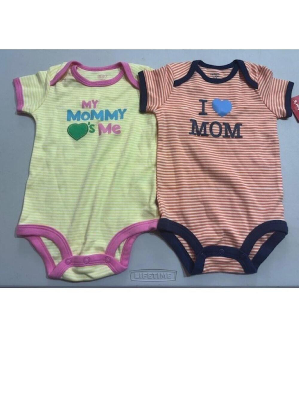 Carters Bodysuits 6 Months Girls I Love Mom & Mommy Loves Me Short Sleeve 2 Pc